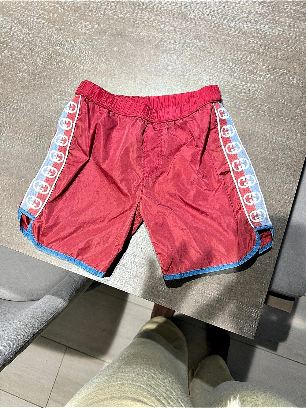 Gucci GG Side Stripe Swim Shorts Men's Red & Blue